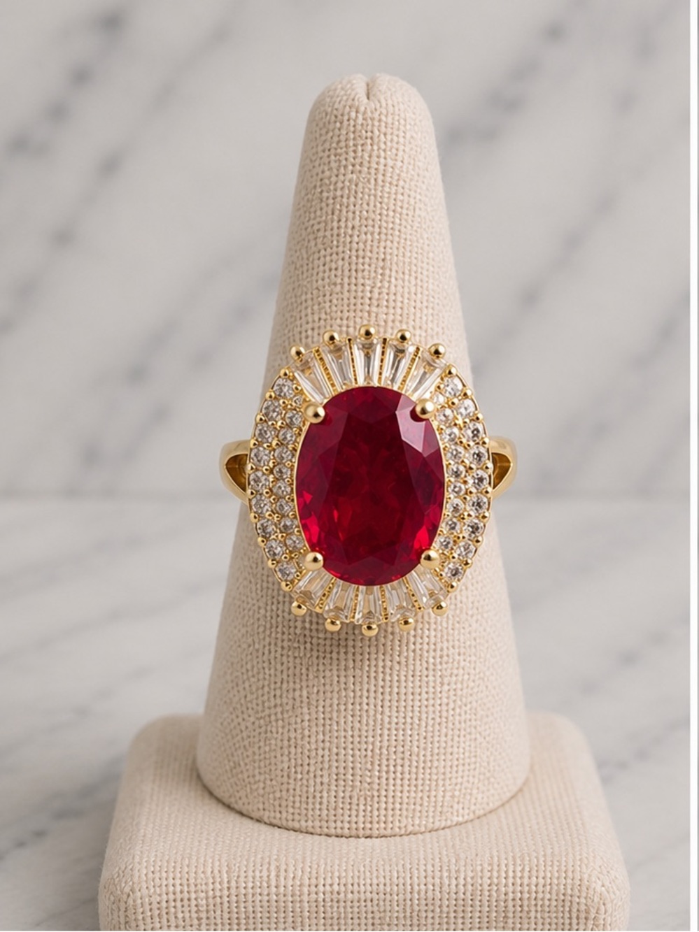 ✨ NWOT- Statement Red CZ Ring – Gold Filled | Size 8.75 ✨
